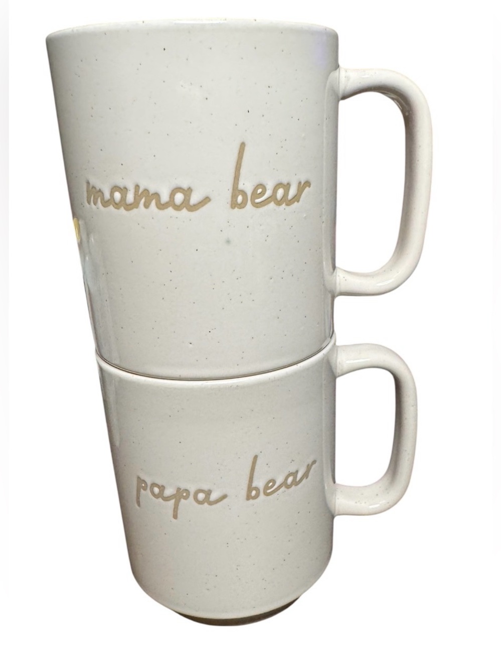 NWT Threshold Target Mama & Papa Bear Speckled Stoneware Coffee Mug Set